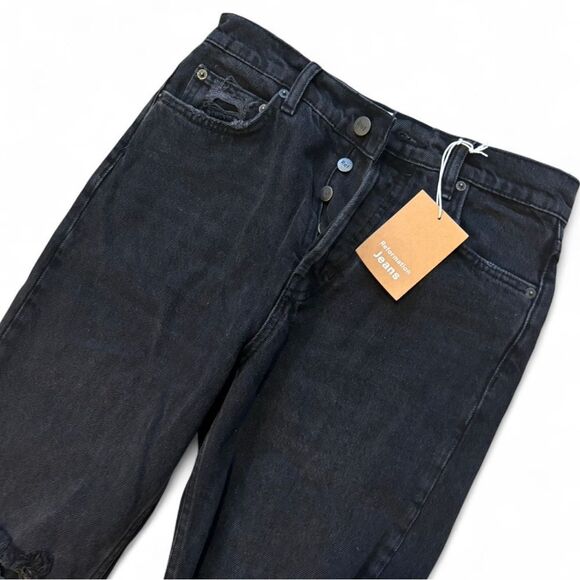 NWT Reformation Cynthia High Rise Straight Jeans Lagoon Destroyed Black Size 26 - Picture 5 of 7